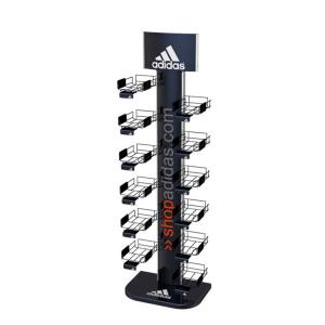 Quality Splendid Clothing Display Racks Free Standing Shoes Display Stand Steel With Baskets wholesale