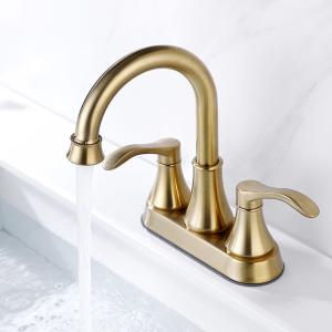 Quality 4'' Nickel Golden Centerset Bathroom Faucet Lever Handle Widespread Sink Faucets wholesale
