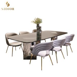 Quality Italian Furniture Double Layer Tempered Glass Dining Table Foshan Dining Room Table wholesale