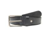 Black Mens Casual Leather Belt With Zinc Alloy Buckle 3.8cm Width