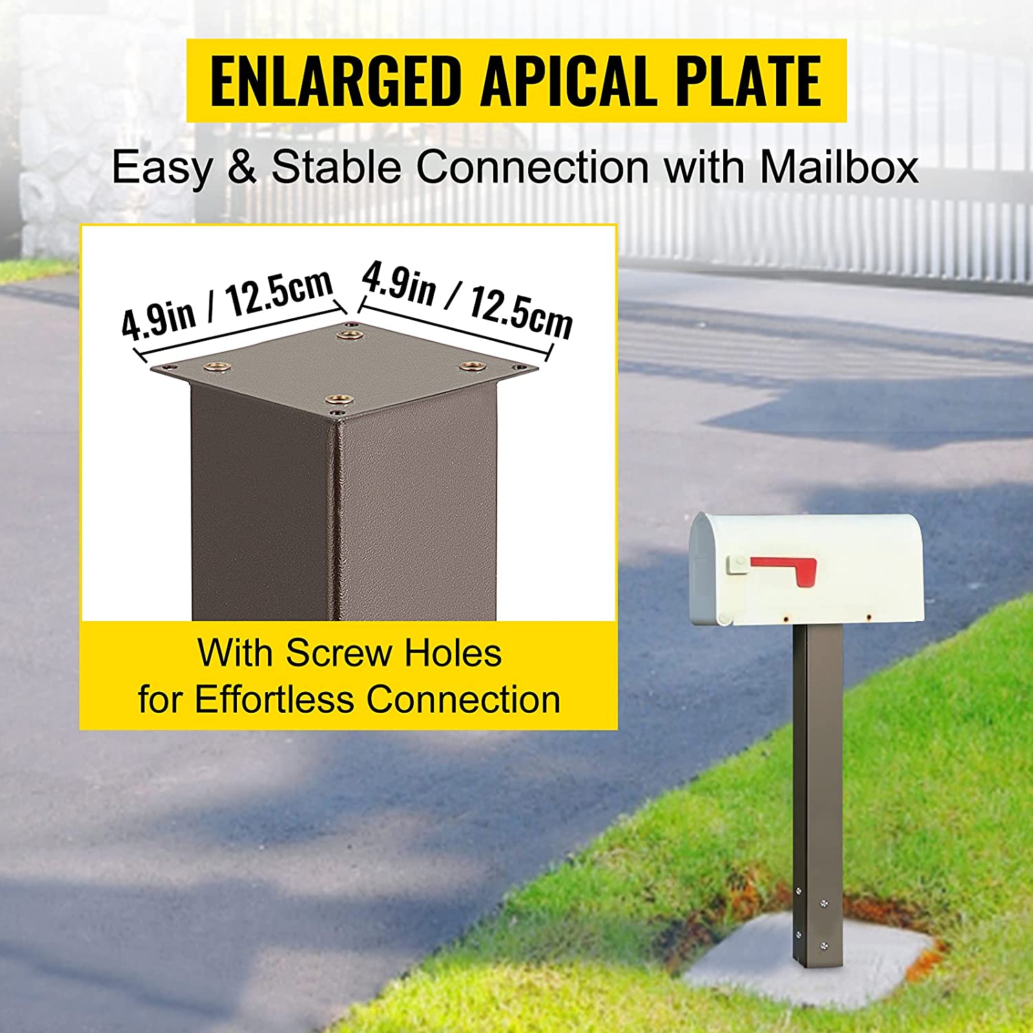 Galvanized Steel Black Post Wall Mount Mailbox for Wall Mounted Residential Townhouse