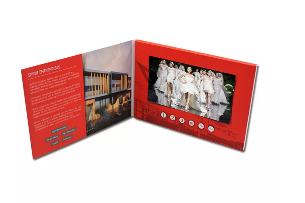 oftcover 7" Hd Hard cover Lcd Screen Video Brochure Advertising Video Cards