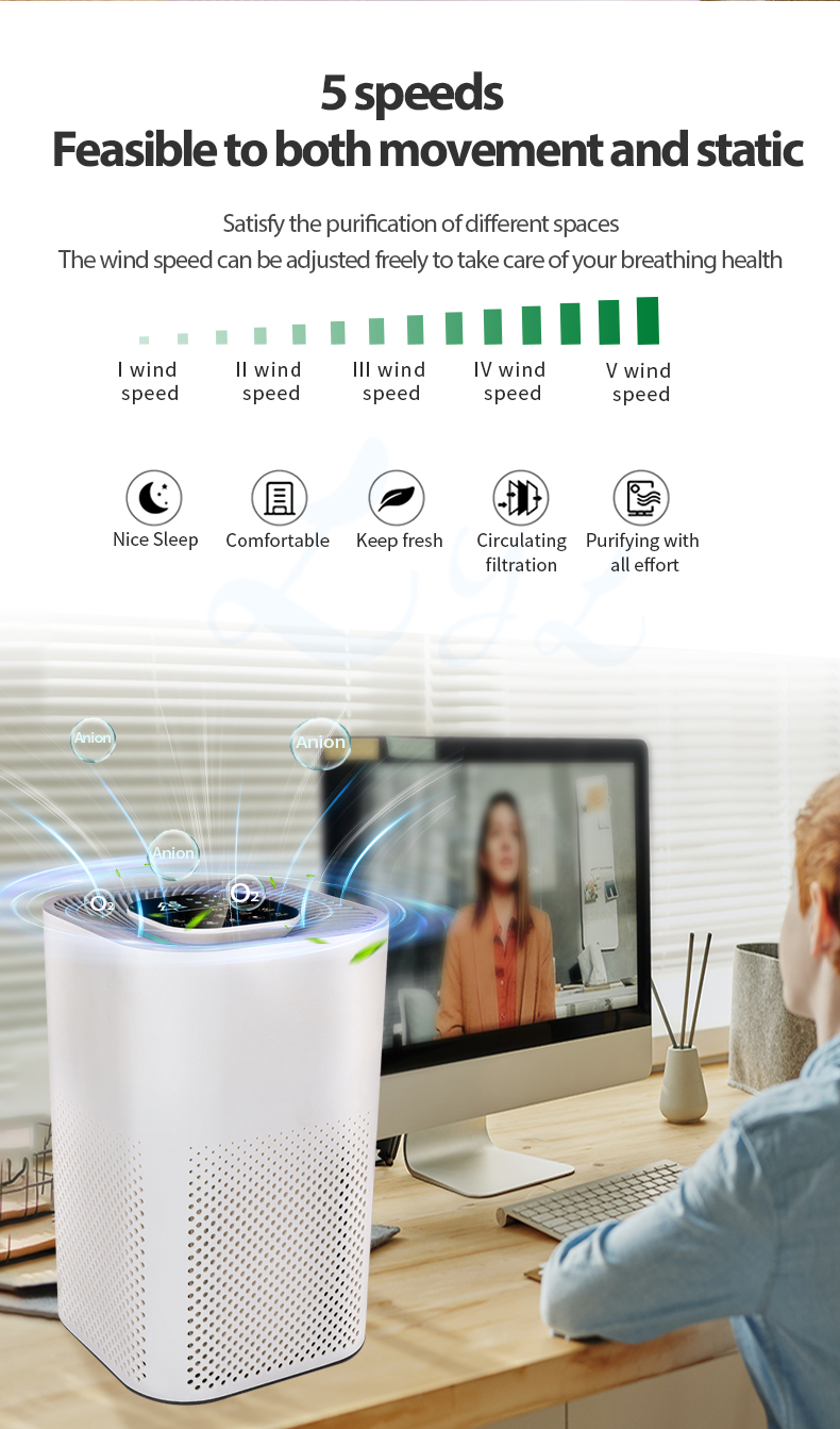 2022 New Purificador De Aire Hepa Desktop Ionized Air Purifier Negative Ion True Hepa Filter Portable Air Purifier Manufacturer