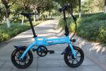 Black Lightweight Foldable Electric Bike Pedals Power Assist 14 Inch Wheels