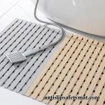 Crossed Strips Non Skid PVC Floor Mat Rug For Shower Room 45CM*75CM Grey Tan