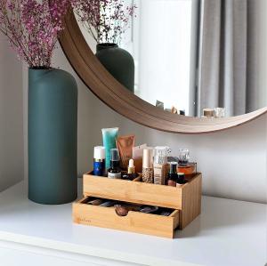 Quality Cosmetic Removable Dividers Wooden Makeup Organizer Waterproof With Drawer wholesale