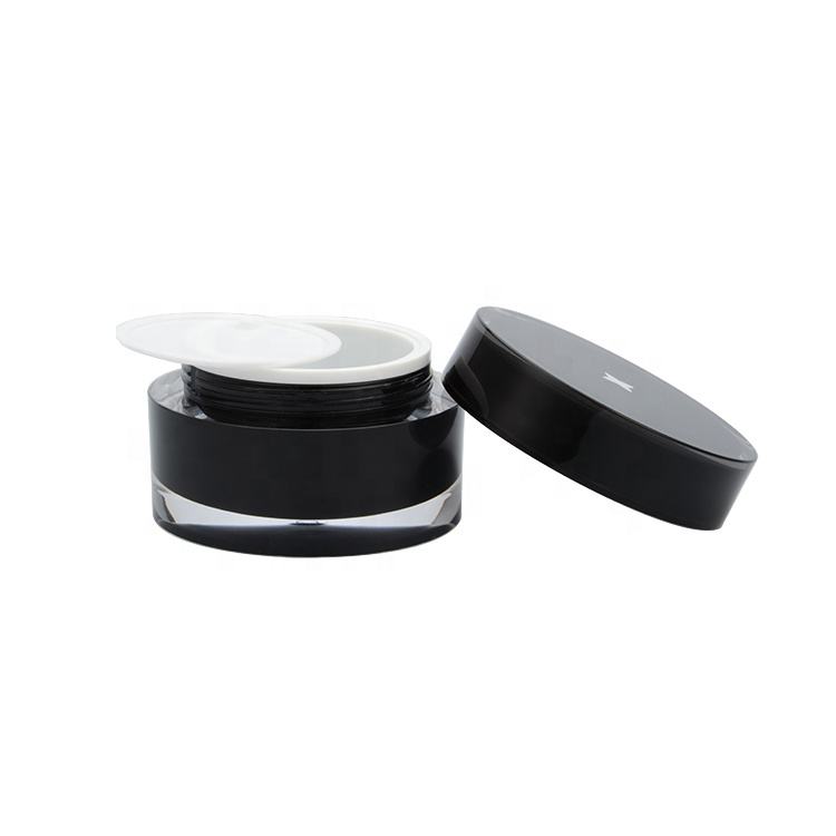 Matte Black Round Acrylic Containers 50g 2oz Plastic Cosmetic Jar