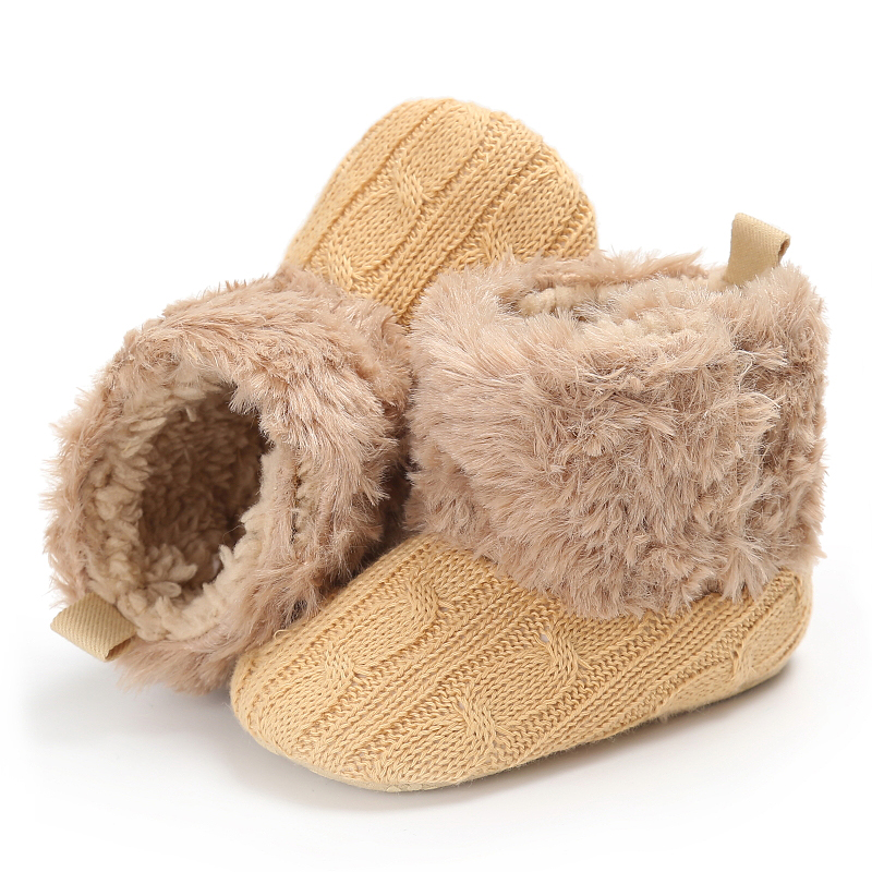 2019 winter Warm plush Knitting 0-18 months prewalker baby booties knit