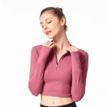 Plus Size Long Sleeve Zipper Women Yoga Jacket 300gsm Turtleneck Gym Fitness