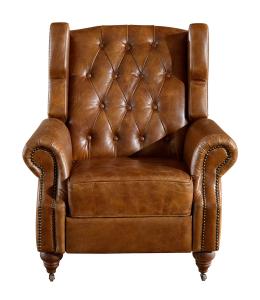 Quality Vintage High Back Brown Leather Recliner Chair High Density Foam / Sponge wholesale