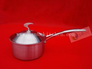 Quality Milk pot with lid,Stainless steel pot,thickness 2.5mm with cast iron handle wholesale
