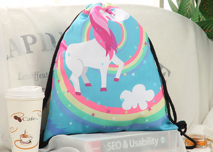 Waterproof Polyester Ladies Drawstring Bag Backpack OEM Service