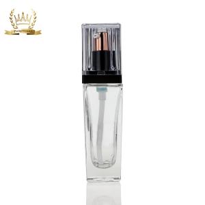 Quality Fancy Transparent 35ml Cosmetic Empty Square Glass Foundation Powder Bottle wholesale