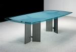 Safety Blue Desk Cover Glass , Tempered Glass For Coffee Table Top