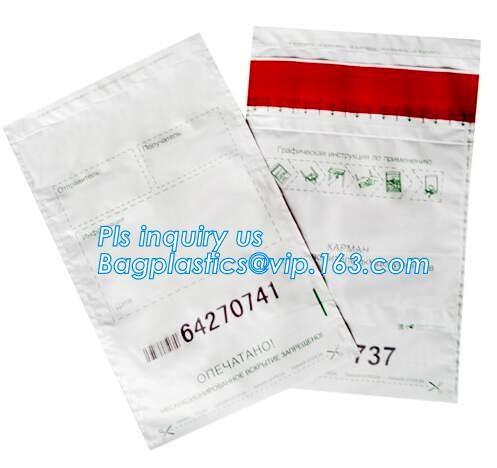 Opaque Tamper Evident Sealing Plastic Bank Money Steb Security Bag / Custom Self Adhesive Plastic Courier Bag, bagease