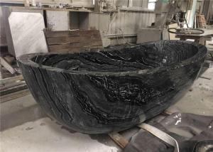 Quality Pedestal Natural Stone Bathtub Marble Material With Black Wooden Veins wholesale
