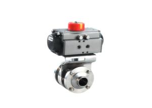 Quality Weld Connection End Sanitary Control Valves AISI 316L Double Acting Pneumatic Actuator Butterfly Valve wholesale