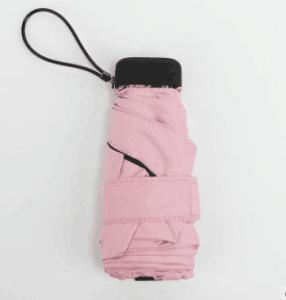 Quality Manal Open Compact Folding Umbrella Pocket Size Pink Color 6 Durable Ribs wholesale