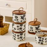 Food Container Ceramic Canister for Jewelry Tea Spices Honey in Classic Vintage