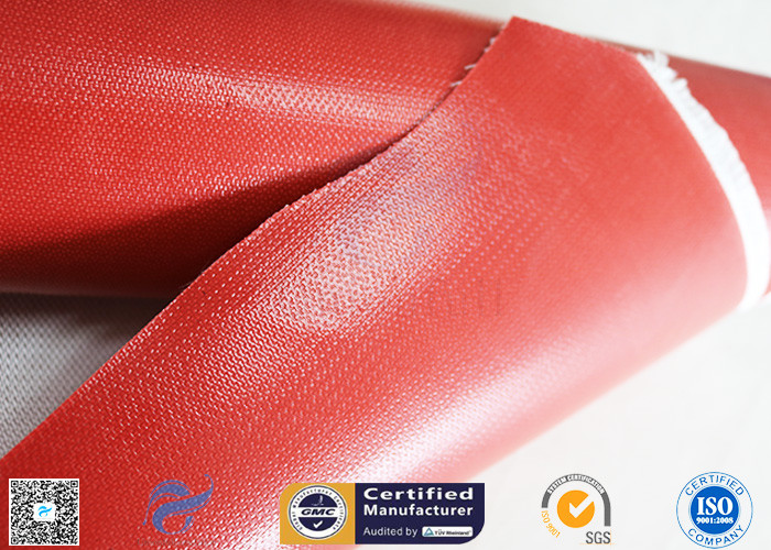 Single Side 520g Silicone Coated Fiberglass Fabric Red Fireproof Cloth 0.45mm