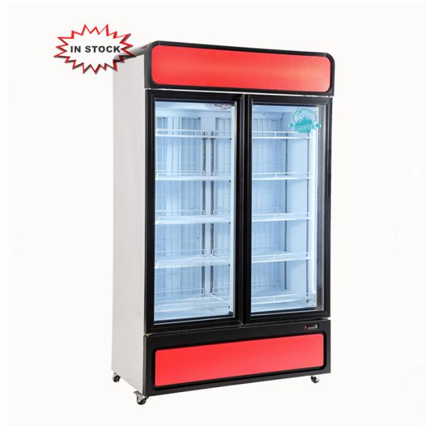 Supermarket -22C upright ice cream display case R290 2 glass door freezer