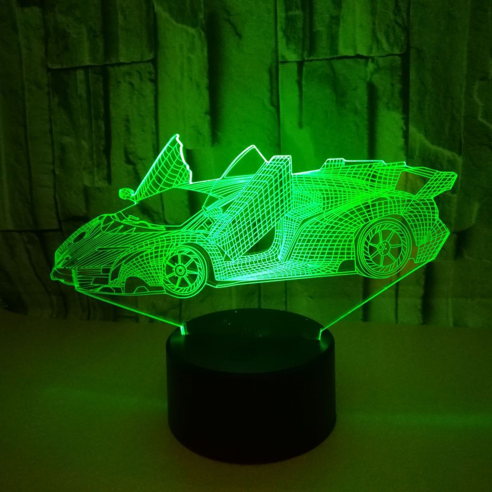 Creative sports car 3D small table lamp Advertising creative gift 3D visual light Colorful touch desktop night  light