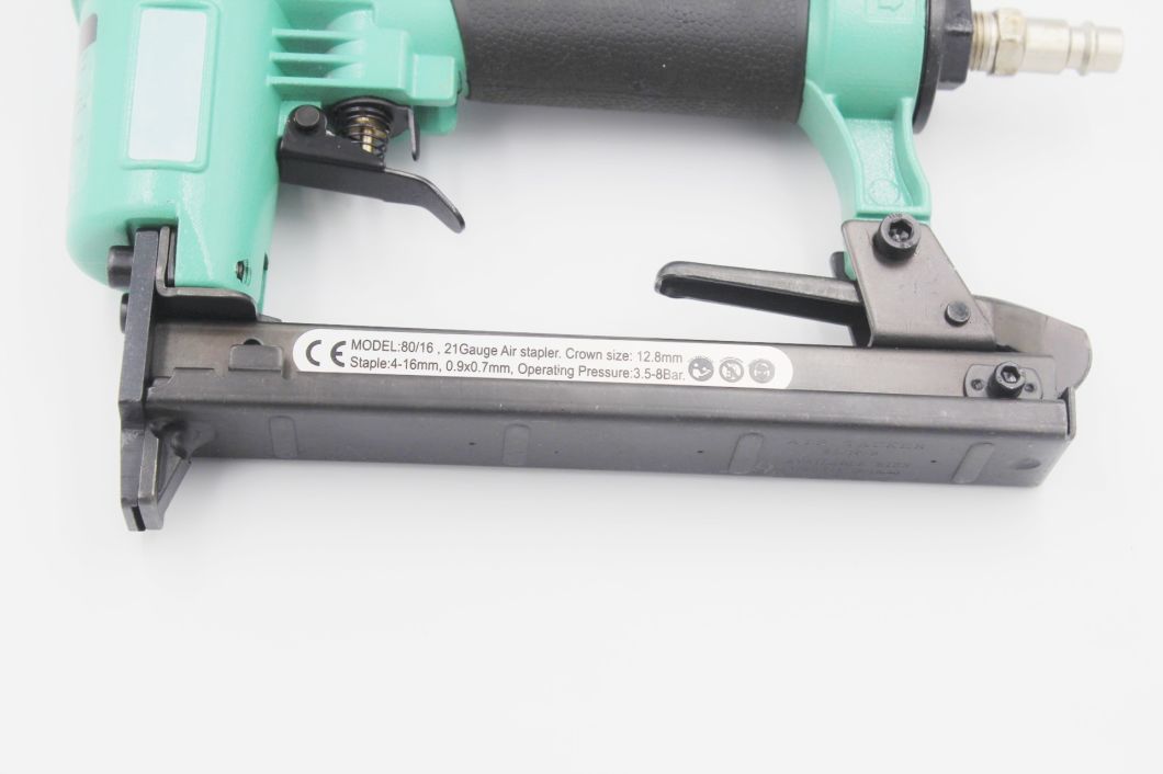 21 Gauge Fine Crown Air Pneumatic Staple Gun (Green) Air Stapler 8016 for Furniture Decoration