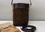 Drawstring Coffee Small Leather Crossbody Bag Old Flower Pattern