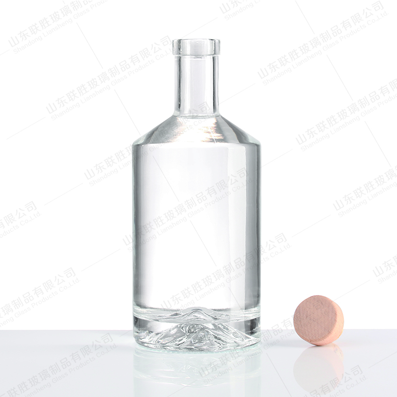 Collar Material Glass Bottle 500ml 750ml 100ml Clear with Thick Fire Mountain Bottom