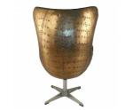Black Vintage Aviator Brass Leather Egg Chair