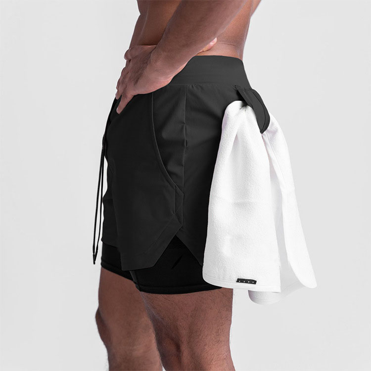 2 In 1 Double Layer Sports Mens Gym Shorts Custom LOGO 5 Inch Fitness Workout Shorts