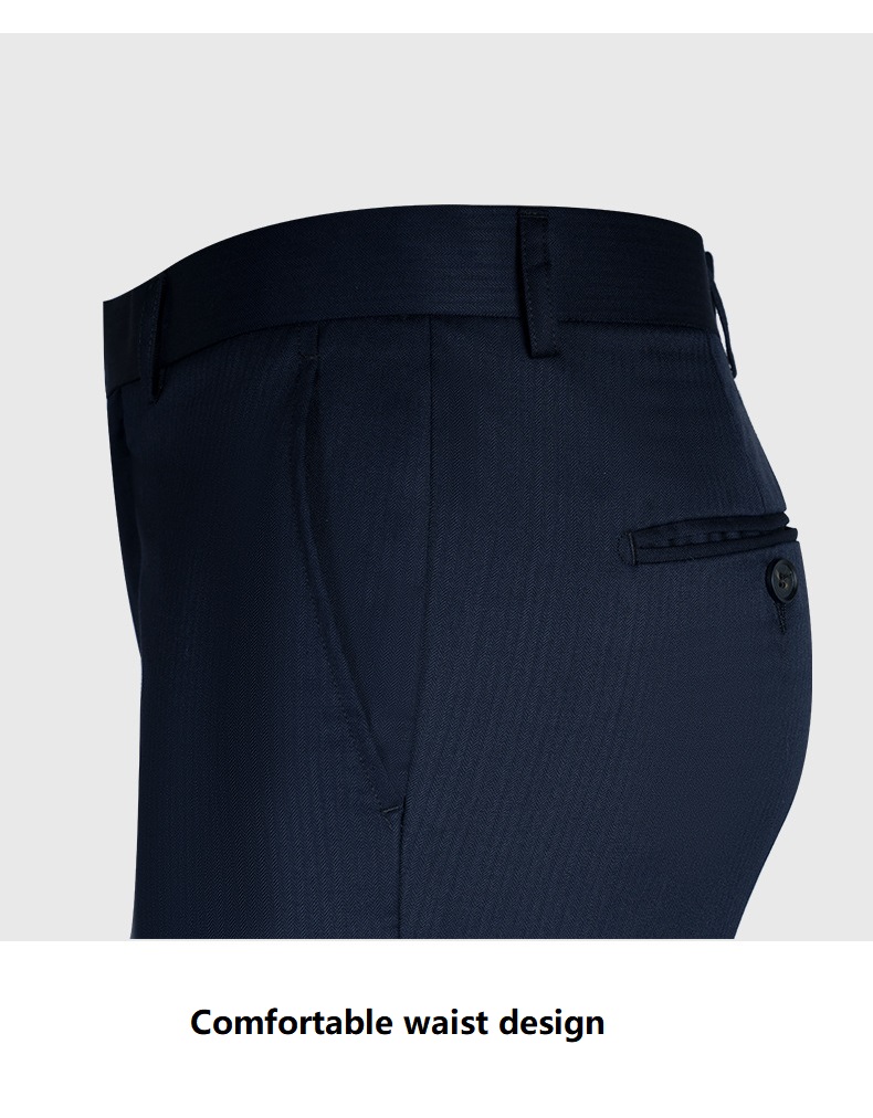 Men's Fashion Business Suit in Blue Woolen with Single Breasted Jacket and Trousers
