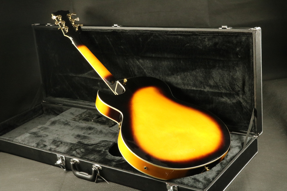 Quality blackburst thick hollow body block inlay single cutaway electric guitar