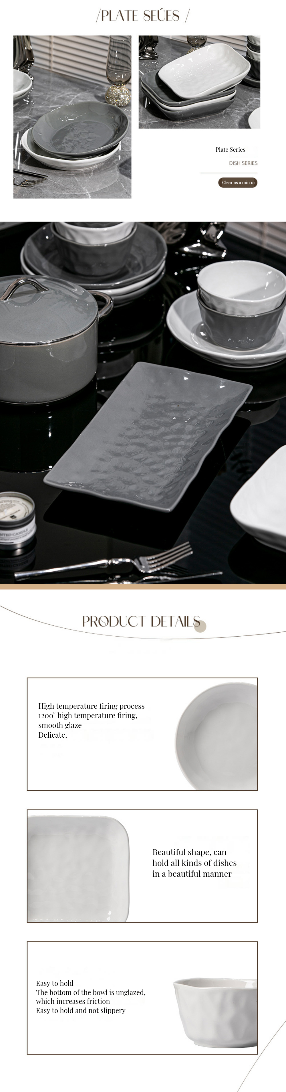 European Style End Ceramic Dinnerware Set Gold Rim Luxury Tablewear Set-Disposable Home