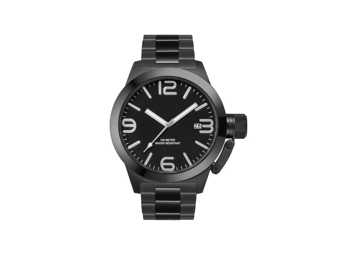 Stainless Steel Durable Waterproof Watches , Mens Black Waterproof Watch