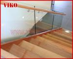Double Steel Plate Staircase VK60S Tread beech ,Railing tempered glass, Handrail
