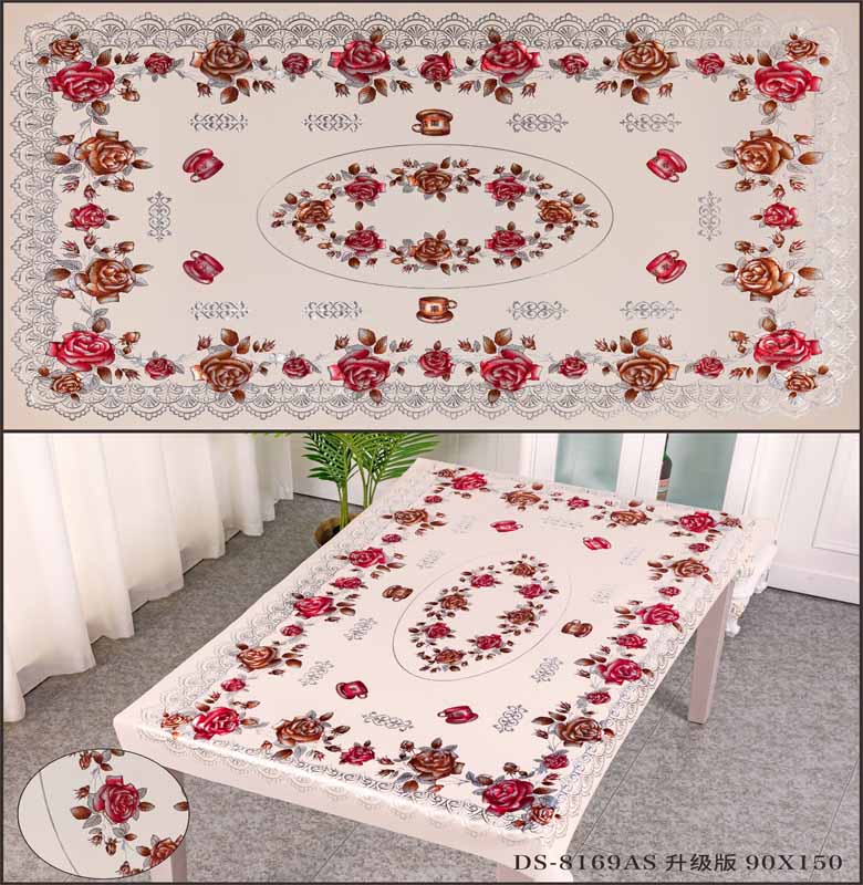 Custom Logo Accepted 80*120cm Direct Plastic PVC Floral Tablecover for Dining Table