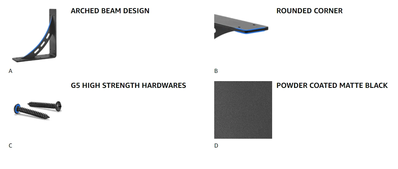 15x24inch Heavy Duty Shelf Bracket for Standard/Nonstandard Countertop