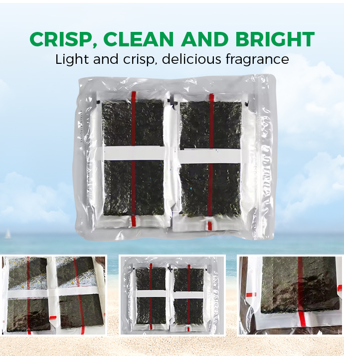 Triangle Onigiri Nori with Steamed Seaweed Triangle Laver Alga in Plastic Packaging