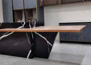 Quality Solid Black Quartz Kitchen Countertops Artificial Stone Worktop Heat Resistance wholesale