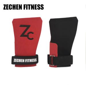 Quality Red Fingerless Crossfit Grips Palm Protection Microfiber Leather Gymnastic Hand Guards wholesale