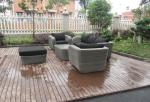 3 Seat Grey Outdoor Rattan Sofa With Power Coated Aluminum Frame