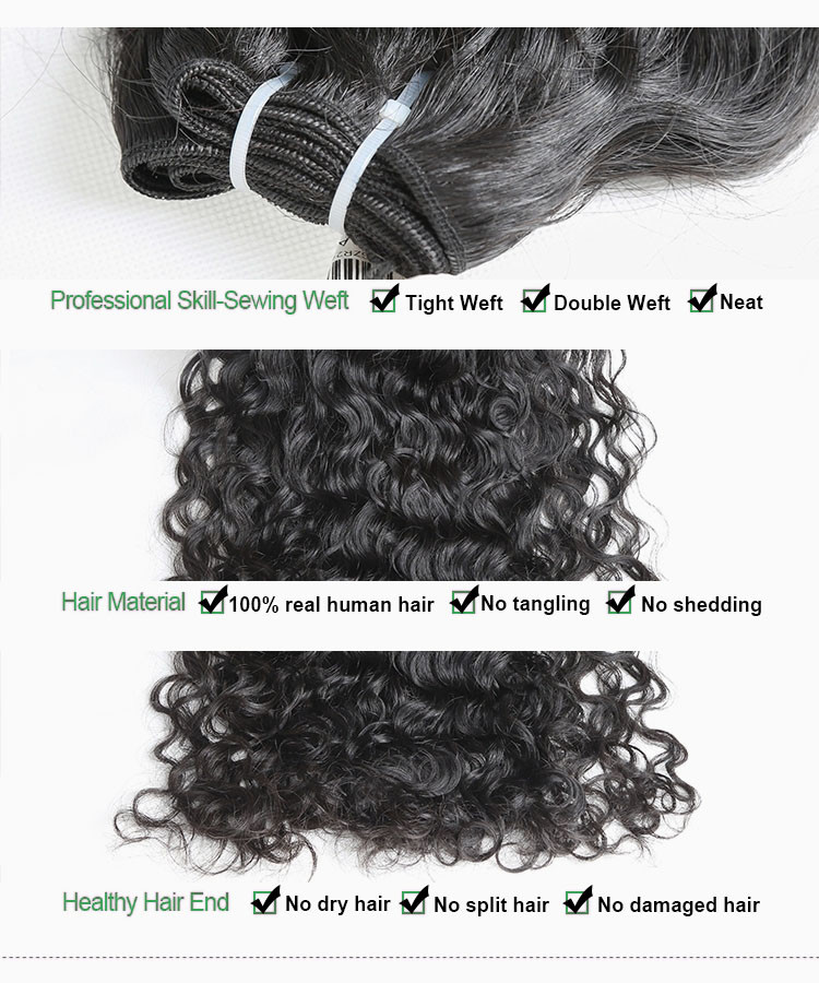 Natural Black Real Deep Wave Human Hair Grade 9A Full Cuticle Aligned