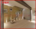 Straight Stringer Staircase VK08S Stainless steel handrail Tempered Glass, 304