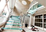Carbon Steel Beam Zig Zag Glass Straight Flight Staircase Tempered Glass Stair