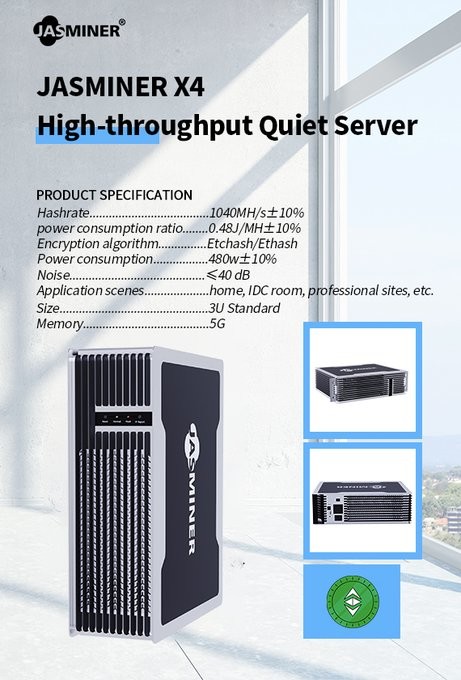 480W Jasminer X4-Q 1040MH High Throughput Quiet Server Meta Miner