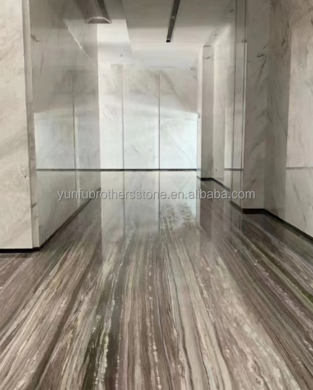 Hotel Stair Step and Floor Decoration Italy Natural Brown Marble Tiles with River Vein