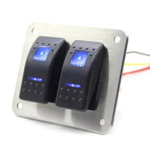 Quality SPST ON OFF 82mmx71mm 2 Gang 12 Volt Rocker Switch Panel wholesale