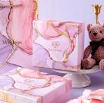 Pink Cardboard Gift Packaging Boxes UV Varnish Art Paper Gift Box With Gold