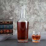 Hot Stamping Glass Collar Whisky Bottle for Unique Shaped Wine Glass 250ml 350ml